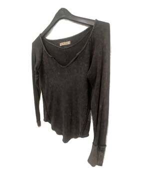 Free People We The Free Women’s Size Small Thermal Waffle Knit Top Raw Hem